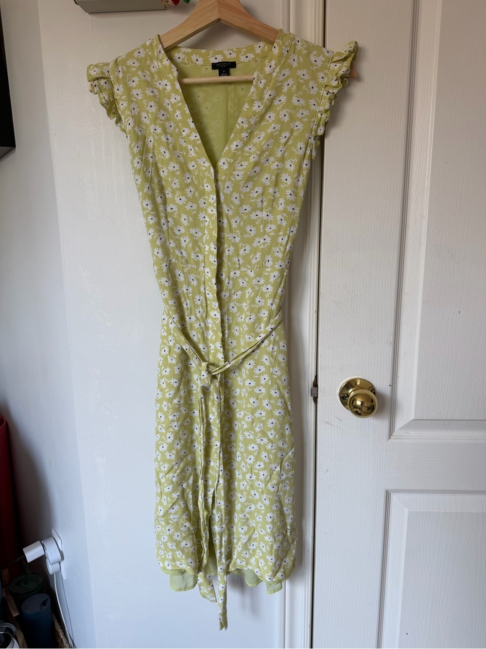 Ann Taylor Floral Tie-Waist Midi Dress